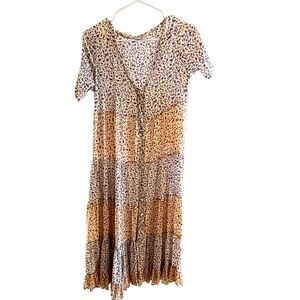 Vintage Alexander Brown Los Angeles Tiered Floral Midi-dress